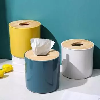 Коробка для туалетной бумаги, деревянная крышка, круглая коробка для салфеток, однотонный держатель для салфеток, простой стильный домашний автомобильный диспенсер для салфеток белый