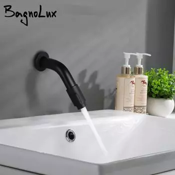 Только для холодной воды, современный однорычажный кран для ванной комнаты, настенный кран для умывальника, матовый черный, одно отверстие, одна ручка