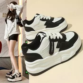 Толстая подошва Increase Daddy Shoes Women 2024 Весна Новая модная повседневная спортивная обувь Muffin Bottom 35 бежевый