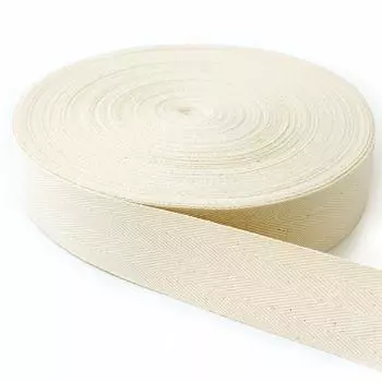 Толстая саржевая лента Nippon Chuko Cotton (100% хлопок) Ширина 50 мм x 50 м рулон цвета слоновой кости, лента для рукоделия, твиловая лента