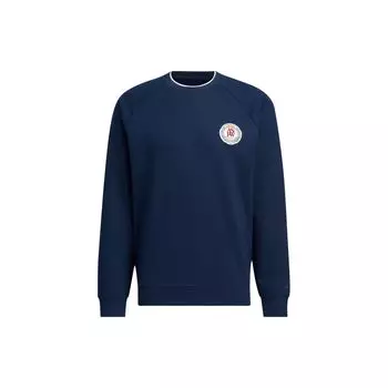 Толстовка Adidas Verbiage Double Knit с принтом букв и воротником Color Block, мужская толстовка темно-синего цвета JE3665 S
