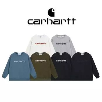 Толстовка Carhartt из высококачественного хлопка свободного кроя с круглым вырезом и вышивкой из бархата для мужчин и женщин на осень и зиму M