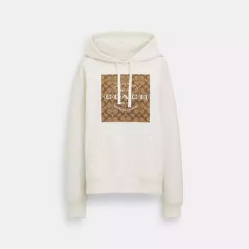 Толстовка Coach Signature Square с капюшоном белого цвета XSmall