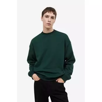 Толстовка HM Loose Fit, темно-зеленая XS