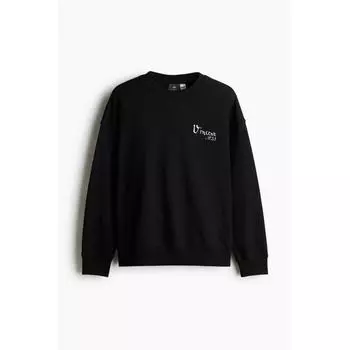 Толстовка HM Oversized Print, черная XS