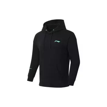 Толстовка Li Ning Badminton Series с капюшоном и длинным рукавом, однотонный логотип, черная AWDSE95-1 M