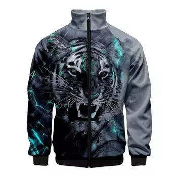 Толстовка Mantel Hewan Harimau Cetak Mode Kostum Косплей Harajuku Jaket Аниме Гоку Каус Приа XS