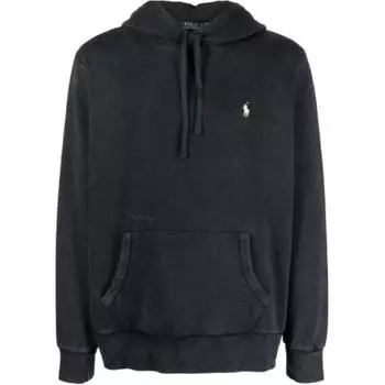 Толстовка мужская Polo Ralph Lauren однотонная с капюшоном, приталенная, с длинным рукавом, черная 710916690-025 S