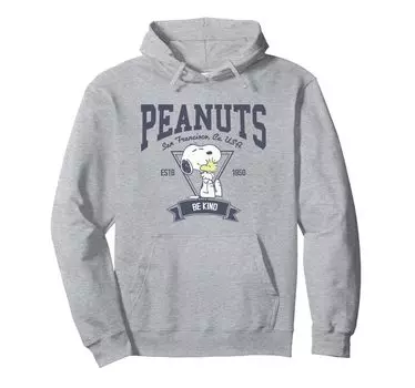 Толстовка Peanuts Snoopy и Woodstock San Francisco Be Kind серый