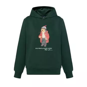 Толстовка Polo Ralph Lauren с капюшоном для детей с принтом логотипа, длинный рукав, детские толстовки с капюшоном, зеленый цвет 323960440-003 XL