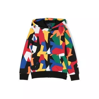 Толстовка Polo Ralph Lauren с капюшоном Ss24 с геометрическим принтом на молнии, повседневные детские толстовки с капюшоном, разноцветные 322931202-001 M