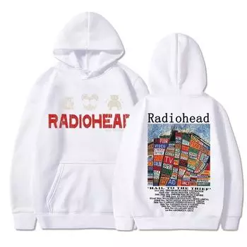 Толстовка Radiohead с принтом в винтажном стиле с изображением хип-хоп-рок-группы Hail To The Thief Music Album Мужские толстовки Уличная одежда Спортивный костюм Oversize S