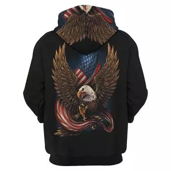 Толстовка с капюшоном America Eagle Graphic, мужская одежда, 3D-эмблема ястреба, напечатанная в 2010 году, новинка в толстовках, женская толстовка Harajuku Fashion y2k с капюшоном L