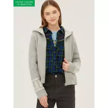 Толстовка с капюшоном Benetton Jacquard Knit на молнии Bakc60361 BG/OS