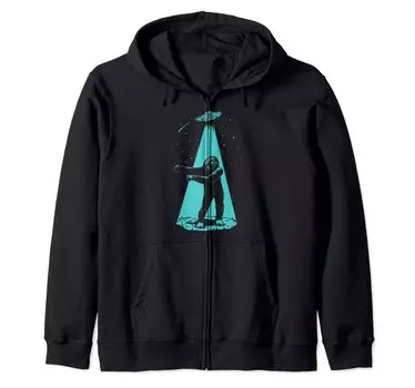 Толстовка с капюшоном Bigfoot Floss Like A Boss UFO Alien Abduction Beam чёрный