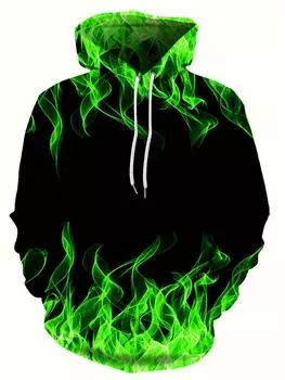 Толстовка с капюшоном Creative Flame 3D Print 2024, крутые толстовки с капюшоном для мужчин, толстовка с капюшоном весна-осень, свободная одежда Harajuku Y2k S