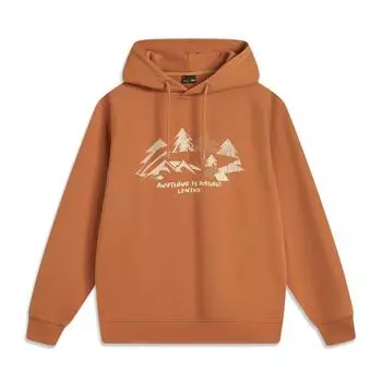 Толстовка с капюшоном и длинным рукавом Li Ning Sports Lifestyle Series с принтом букв, мужская толстовка янтарно-коричневого цвета AWDV355-5 S