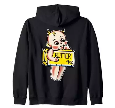 Толстовка с капюшоном Kewpie Baby Butter на молнии чёрный