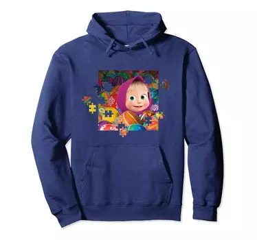 Толстовка с капюшоном Masha Puzzle синий