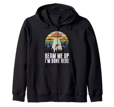 Толстовка с капюшоном на молнии «Beam Me Up Done Here» от Alien. чёрный
