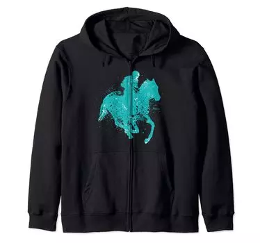 Толстовка с капюшоном на молнии для любителей верховой езды Horseback Rider Splash чёрный