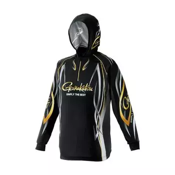 Толстовка с капюшоном на молнии Gamakatsu 2WAY Print GM3736 Black 3L чёрный