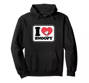 Толстовка с капюшоном Peanuts I Love Snoopy чёрный