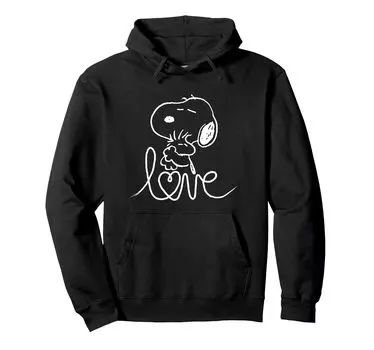 толстовка с капюшоном peanuts snoopy love чёрный