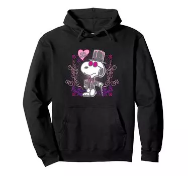 Толстовка с капюшоном Peanuts Snoopy Love XOXO чёрный