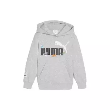 Толстовка с капюшоном Puma X The Smurfs с логотипом, длинный рукав, детские толстовки с капюшоном, серый цвет 622982-04 S