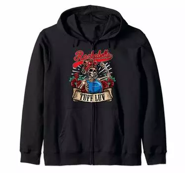 Толстовка с капюшоном Rockebella Tuff Luv Rockabilly Girl Skull Power Pinup на молнии чёрный