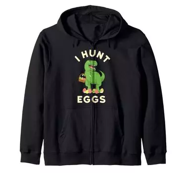 Толстовка с капюшоном T Rex Easter Dinosaur I Hunt Eggs чёрный