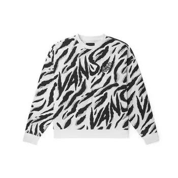 Толстовка с круглым вырезом Vans Tiger Pattern, топы унисекс, белая VN0002BPYM8 S