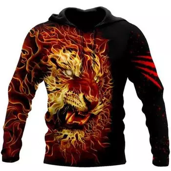 Толстовка с принтом Firer Tiger для мужчин и женщин, модные толстовки с капюшоном, пуловер Harajuku, 3D-толстовка ANDW-19 S