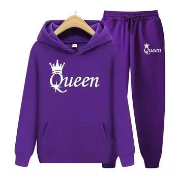 Толстовка с принтом Queen + брюки, комплект из двух предметов, женские толстовки, спортивные костюмы, брюки для бега, толстая теплая одежда S
