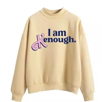 Толстовка унисекс с капюшоном I Am Enough из шерсти с круглым вырезом и длинными рукавами Harajuku Толстовка с рисунком I Am Kenough унисекс L