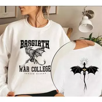 Толстовка унисексBasgiath War College Двусторонняя толстовка с круглым вырезом Рубашка «Четвертое крыло» Фиолетовая толстовка Sorrengail Bookish Толстовки унисекс L