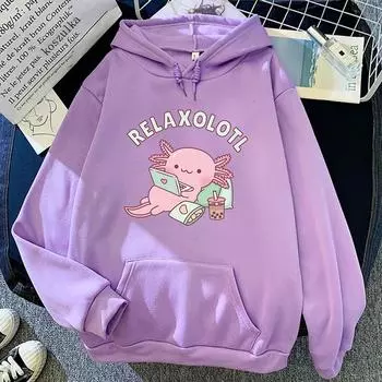 Толстовки Axolotl Boba с чаем с молоком, женская одежда в корейском стиле, толстовка Kawaii, винтажная толстовка с рисунком мультфильма, Harajuku Sudaderas