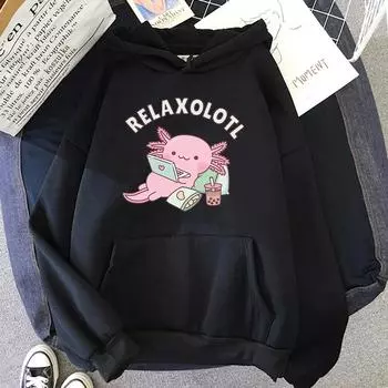 Толстовки Axolotl Boba с чаем с молоком, женская одежда в корейском стиле, толстовка Kawaii, винтажная толстовка с рисунком мультфильма, Harajuku Sudaderas S