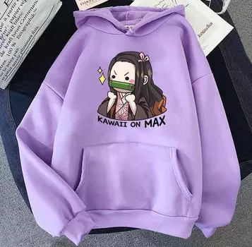 Толстовки с капюшоном Demon Slayer Kimetsu No Yaiba, женские толстовки с воротником и капюшоном, коллекция фанатов Nezuko, одежда 2XL