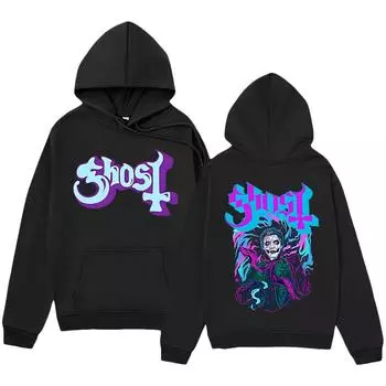 Толстовки с капюшоном Ghost Band с музыкальным принтом, толстовка женская/мужская, зимняя мода, пуловер, манга, топы с длинным рукавом, одежда для женщин на улице XS серый