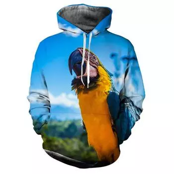 Толстовки с капюшоном Parrot Bird 3D Print Мужская и женская мода Повседневная толстовка Y2K с капюшоном Оверсайз Уличная одежда Пуловеры Толстовки с капюшоном Детская одежда S
