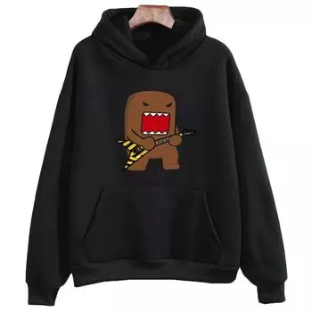Толстовки с капюшоном в японском стиле «Domo Kun» с милым принтом манги, унисекс, осенне-зимняя флисовая толстовка с длинными рукавами и круглым вырезом, пуловеры S