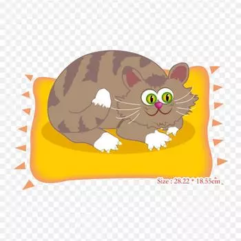 Толстый кот на коврике, кошка, термопереносная печать, виниловые нашивки, наклейки для одежды, аппликации «сделай сам», моющиеся нашивки