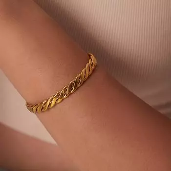 Толстый кубинский браслет-цепочка из нержавеющей стали 316L с PVD-покрытием 18 К, новинка 2022 года, текстурированные элегантные украшения для женщин Gold