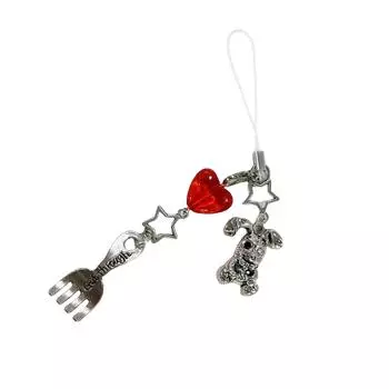 Tomato/Fork/Spoon Shaped Key Rings Charm Handmade Beaded Keyring Ornament for Bags and Phones Fashionable Car Accessory 1