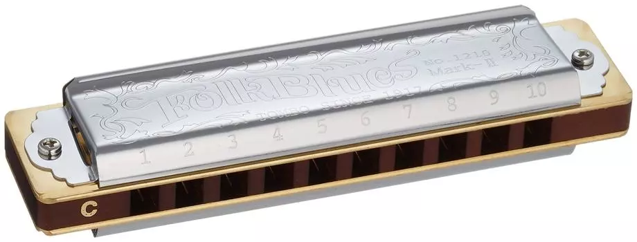 TOMBO 10 отверстий губная гармошка C Key Folk Blues Mark II 1210 серебряный