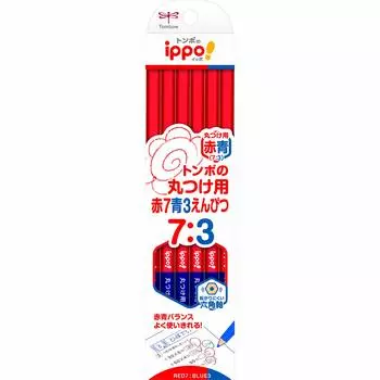 Tombow Red and Blue Pencil Hexagonal for rounding 1 dozen 12 pieces (7:3) ippo! CV-KIVP7/3
