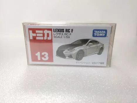 Tomica №13 Toyota Lexus RC F, масштаб 159, белый, черный, с прозрачным футляром