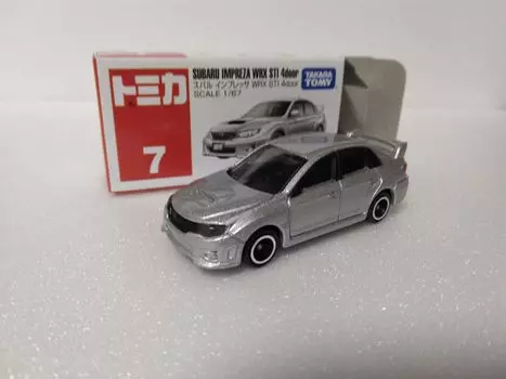 Tomica No.7 Subaru Impreza WRX STI 4-дверный, масштаб 167, серебристый с прозрачным корпусом